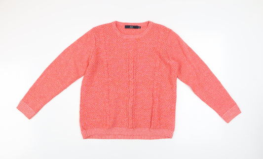 Isle Essentials Womens Coral Pink Cable Knit Jumper Size 14-16 Medium