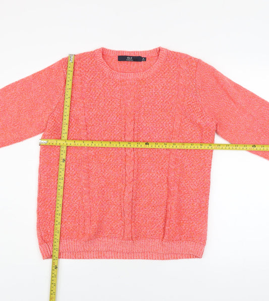 Isle Essentials Womens Coral Pink Cable Knit Jumper Size 14-16 Medium