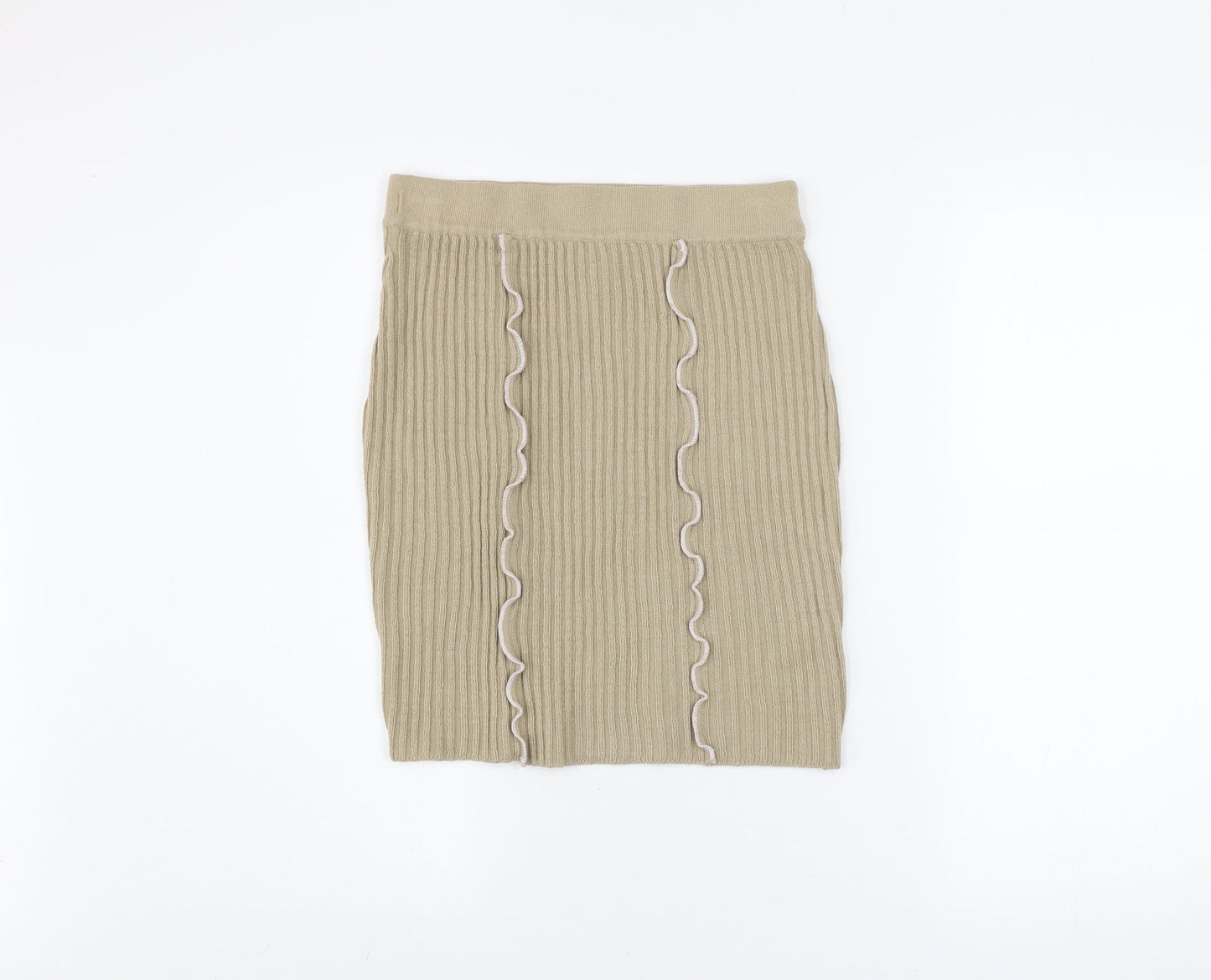 Collusion Women’s Beige Knit Ruffle Pencil Skirt Size 12