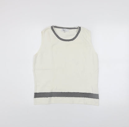 Klass Collection Women's Ivory Beaded Knit Tank Top M