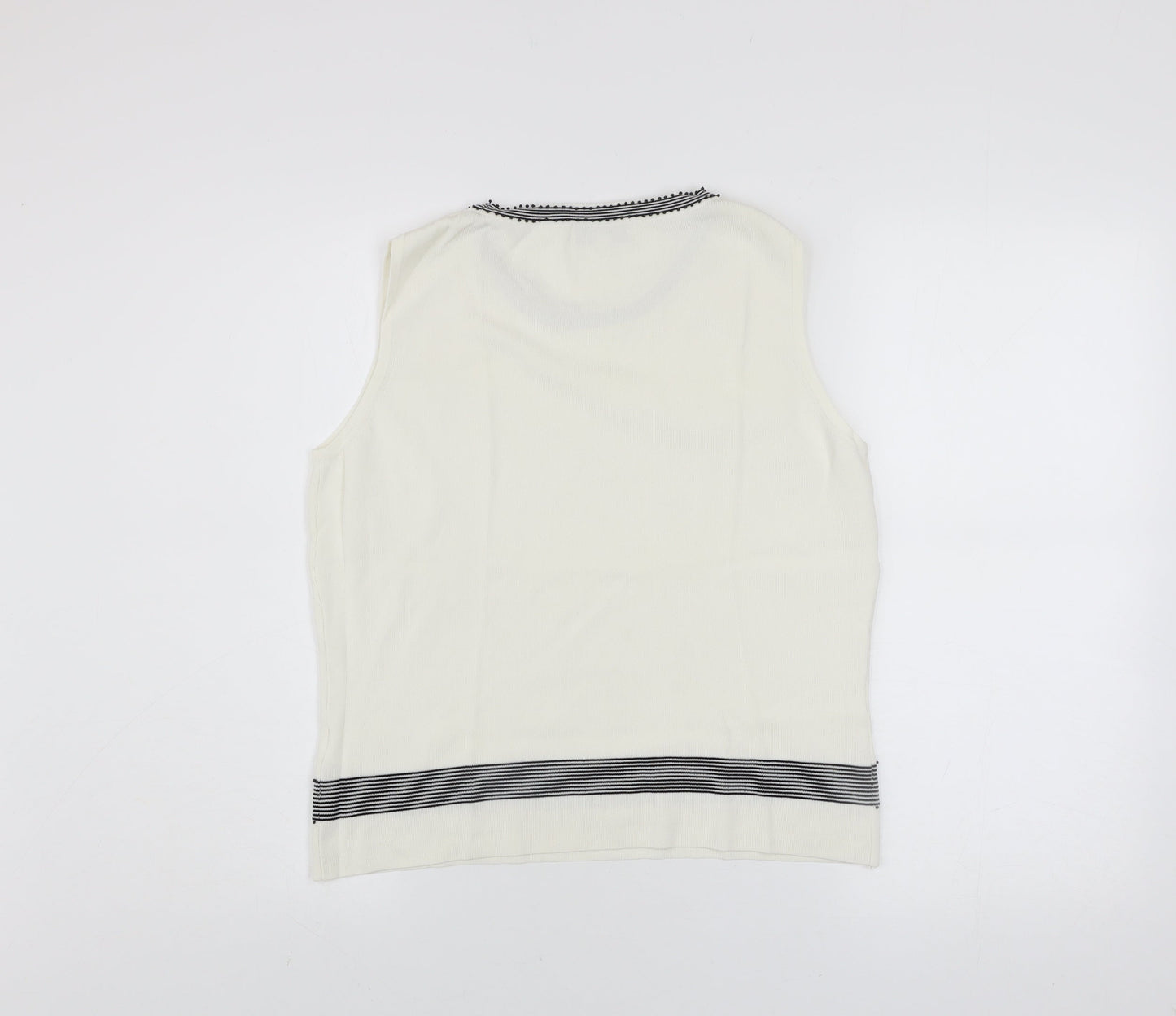 Klass Collection Women's Ivory Beaded Knit Tank Top M