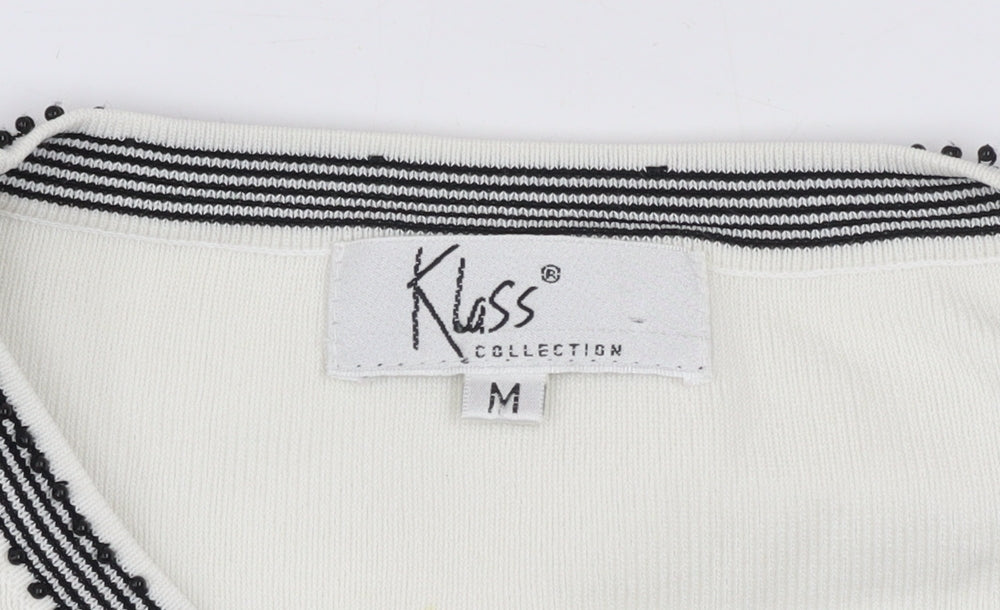 Klass Collection Women's Ivory Beaded Knit Tank Top M