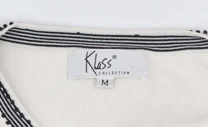 Klass Collection Women's Ivory Beaded Knit Tank Top M