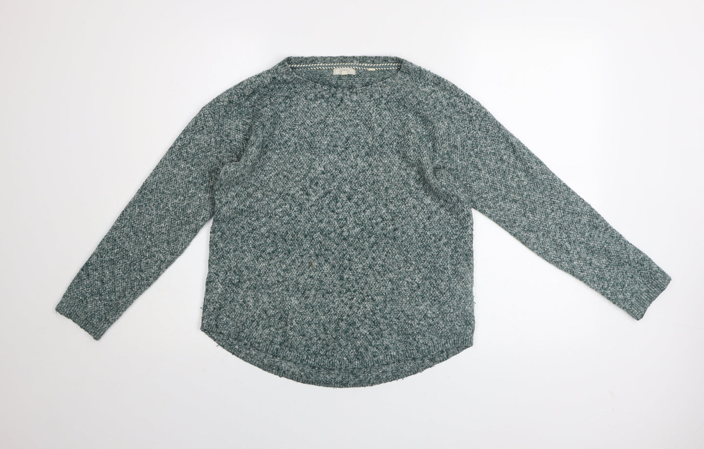 Fat Face Womens Green Cotton Blend Crew Neck Jumper Size 10