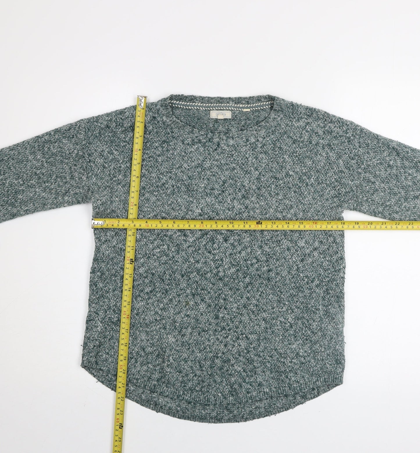 Fat Face Womens Green Cotton Blend Crew Neck Jumper Size 10