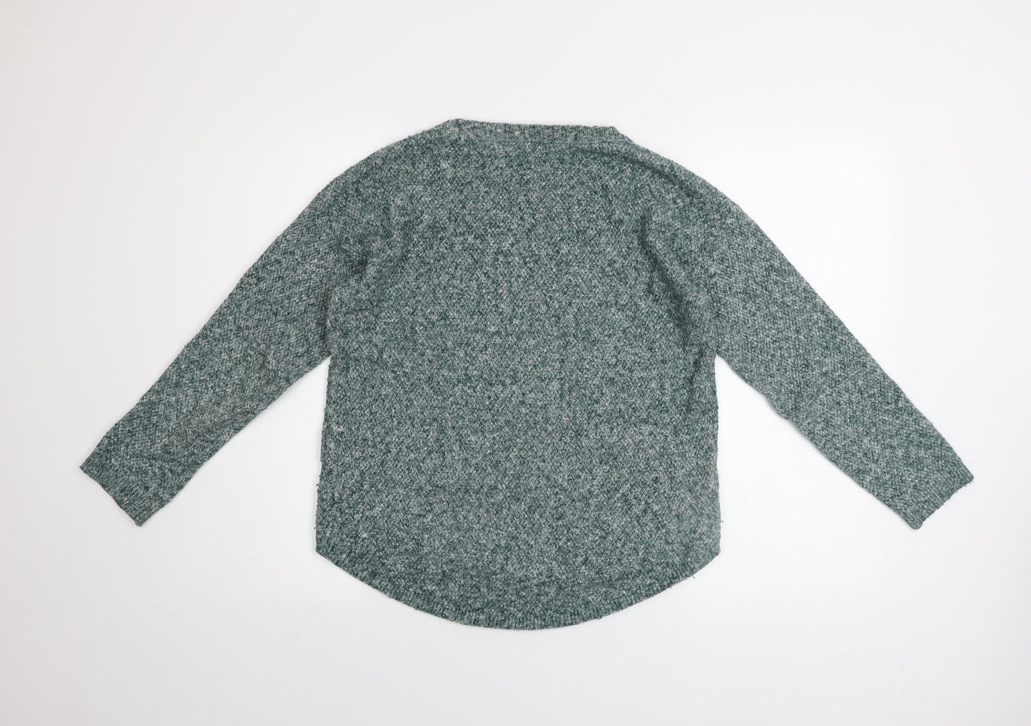 Fat Face Womens Green Cotton Blend Crew Neck Jumper Size 10