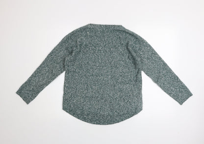 Fat Face Womens Green Cotton Blend Crew Neck Jumper Size 10