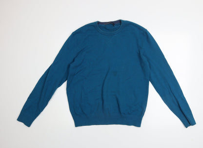 GAP Men's Blue Cotton Cashmere Crew Neck Jumper Size L