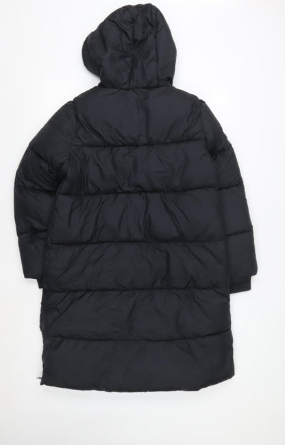 Marks and Spencer Girls Black Long Hooded Puffer Coat 12-13 Years Stormwear