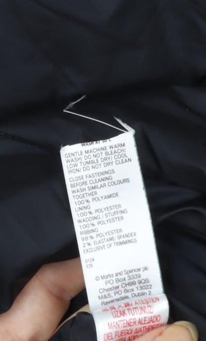 Marks and Spencer Girls Black Long Hooded Puffer Coat 12-13 Years Stormwear