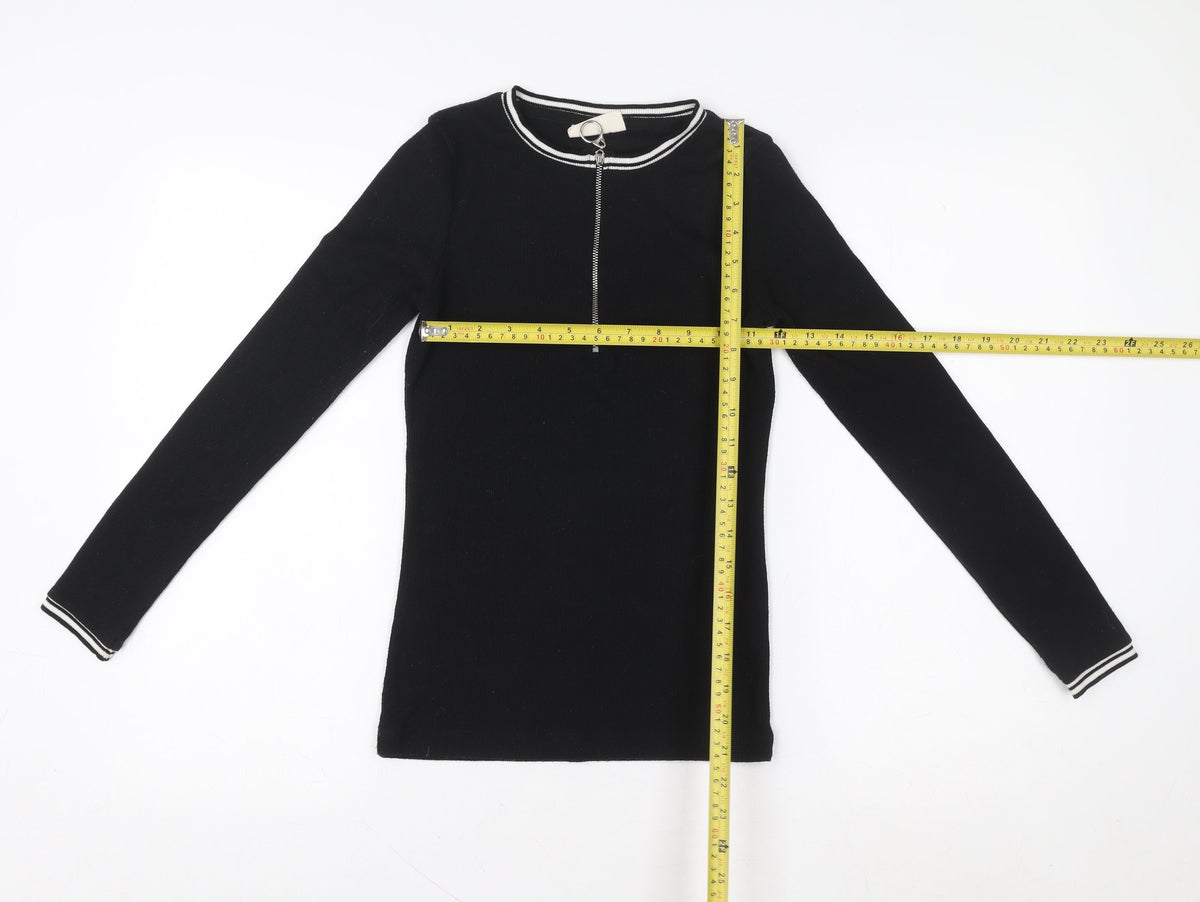 Womens UK Size S DENIMLAB Black Basic T-Shirt