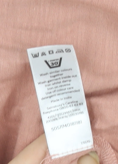 Tu Women Pink Embroidered Floral Cotton Tunic Blouse Size 12