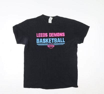 Womens UK Size M Gildan Black Basic T-Shirt