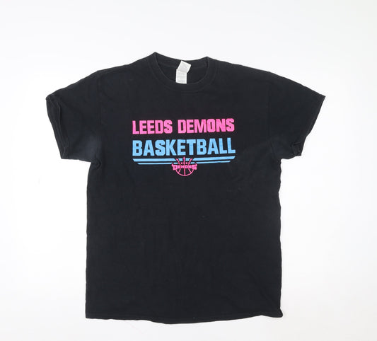 Womens UK Size M Gildan Black Basic T-Shirt