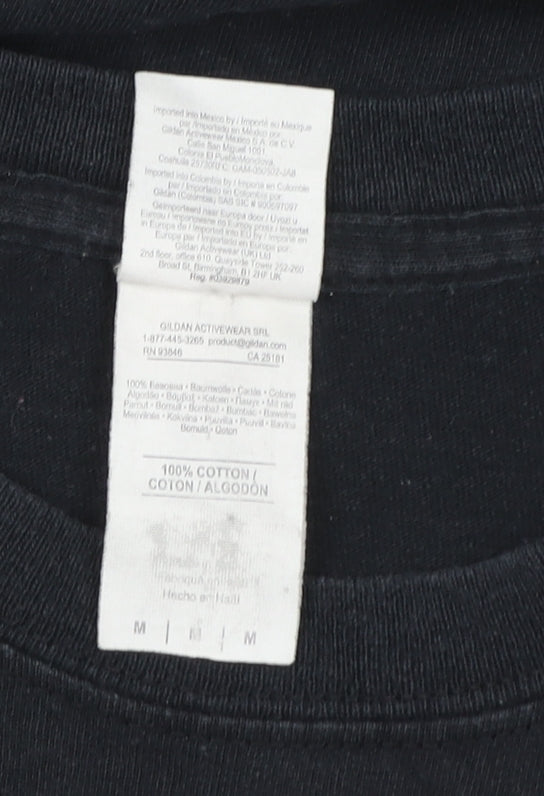 Womens UK Size M Gildan Black Basic T-Shirt