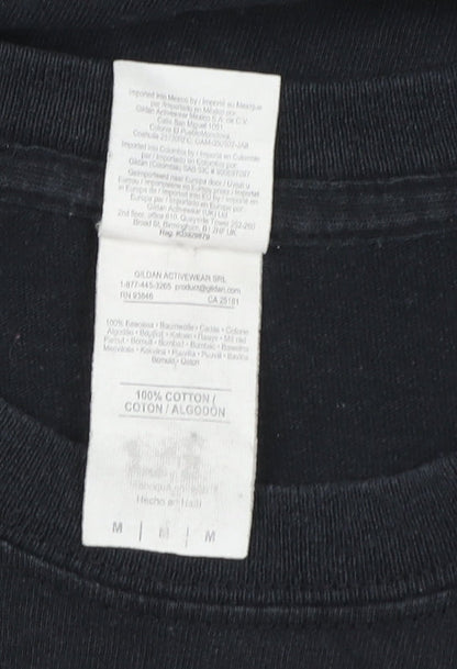 Womens UK Size M Gildan Black Basic T-Shirt
