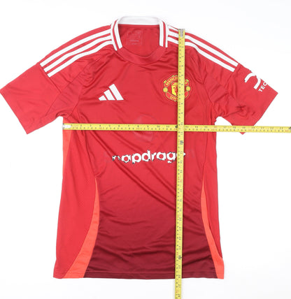 Adidas Men Red Manchester United Slim Fit Football Jersey S