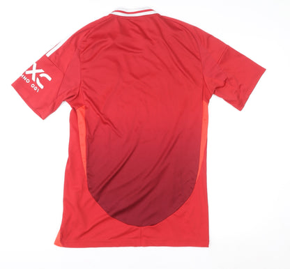 Adidas Men Red Manchester United Slim Fit Football Jersey S