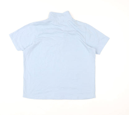 Lyle & Scott Men's Blue Short Sleeve 1/2 Zip Cotton Top LL