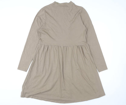 George Women Brown A-Line Long Sleeve High Neck Dress Size 16