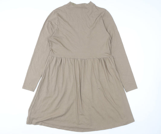 George Women Brown A-Line Long Sleeve High Neck Dress Size 16