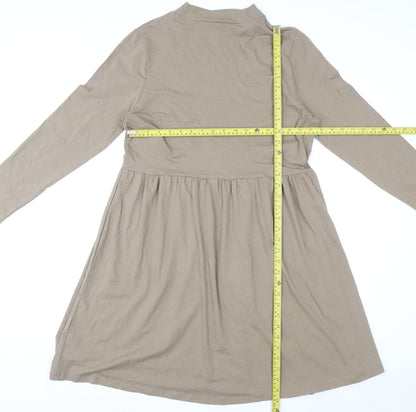George Women Brown A-Line Long Sleeve High Neck Dress Size 16