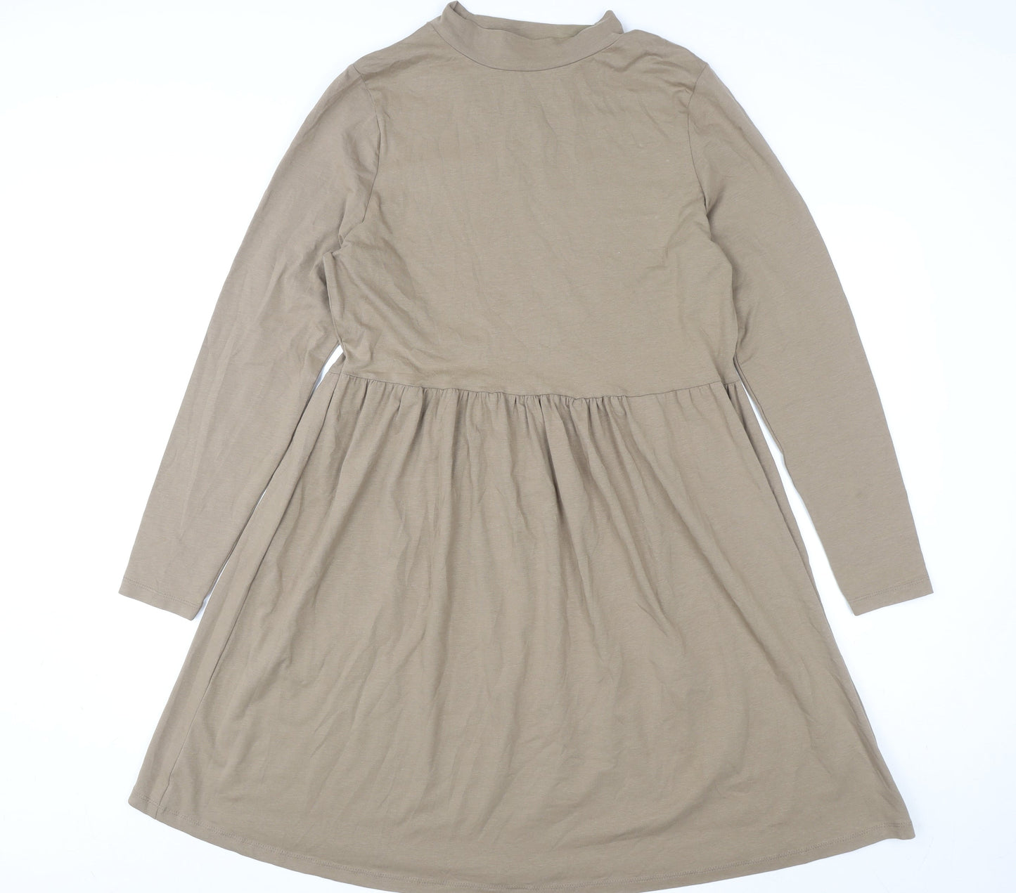 George Women Brown A-Line Long Sleeve High Neck Dress Size 16