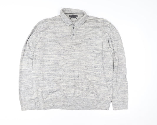 Mens UK Size L Marks and Spencer Grey Henley Sweatshirt