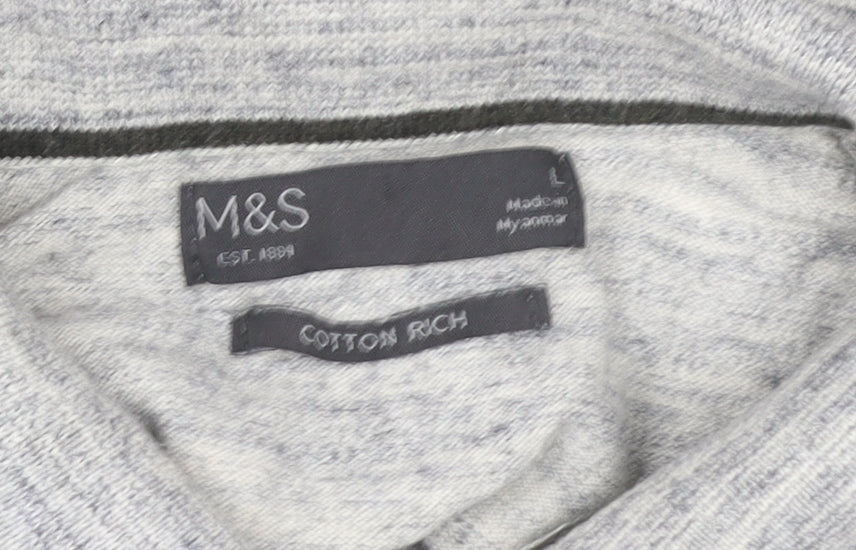 Mens UK Size L Marks and Spencer Grey Henley Sweatshirt