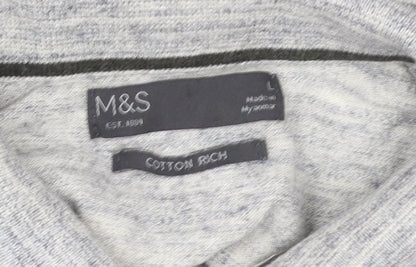Mens UK Size L Marks and Spencer Grey Henley Sweatshirt