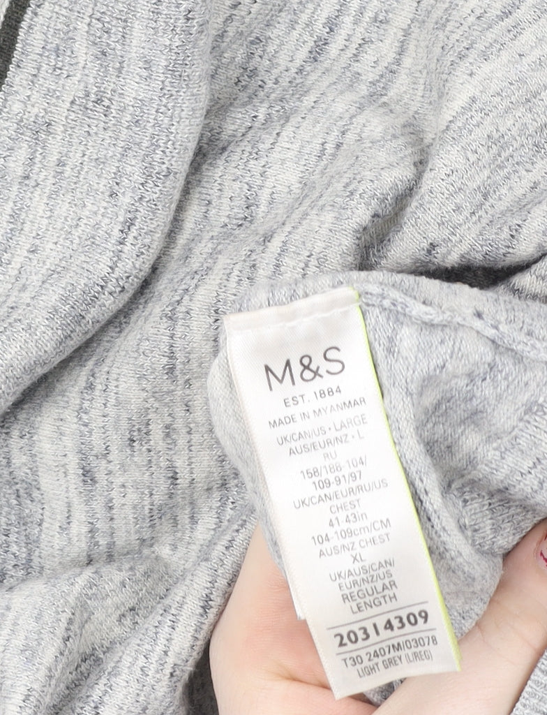 Mens UK Size L Marks and Spencer Grey Henley Sweatshirt