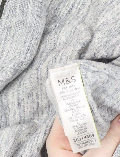 Mens UK Size L Marks and Spencer Grey Henley Sweatshirt