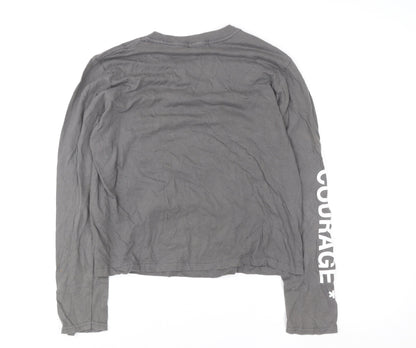 PrettyLittleThing Women's Grey Samurai Print Long Sleeve T-Shirt Size S