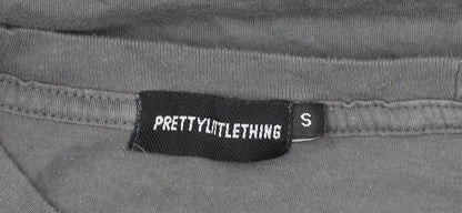 PrettyLittleThing Women's Grey Samurai Print Long Sleeve T-Shirt Size S