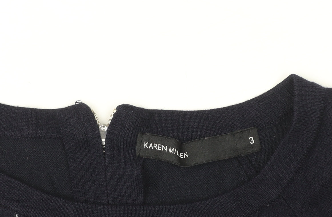 Karen Millen Women’s Blue Striped Knit Bodycon Dress Size 12