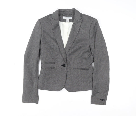 H&M Women Grey Tailored Single-Breasted Suit Jacket UK 4