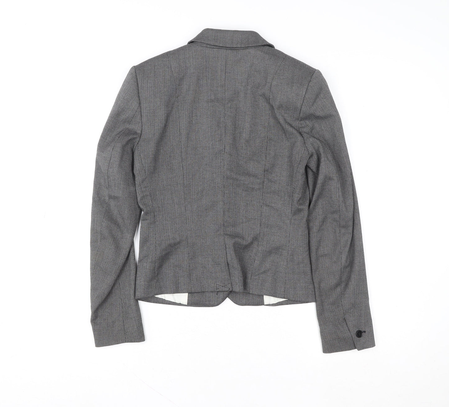 H&M Women Grey Tailored Single-Breasted Suit Jacket UK 4