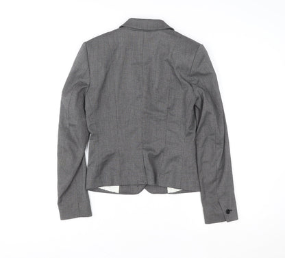 H&M Women Grey Tailored Single-Breasted Suit Jacket UK 4