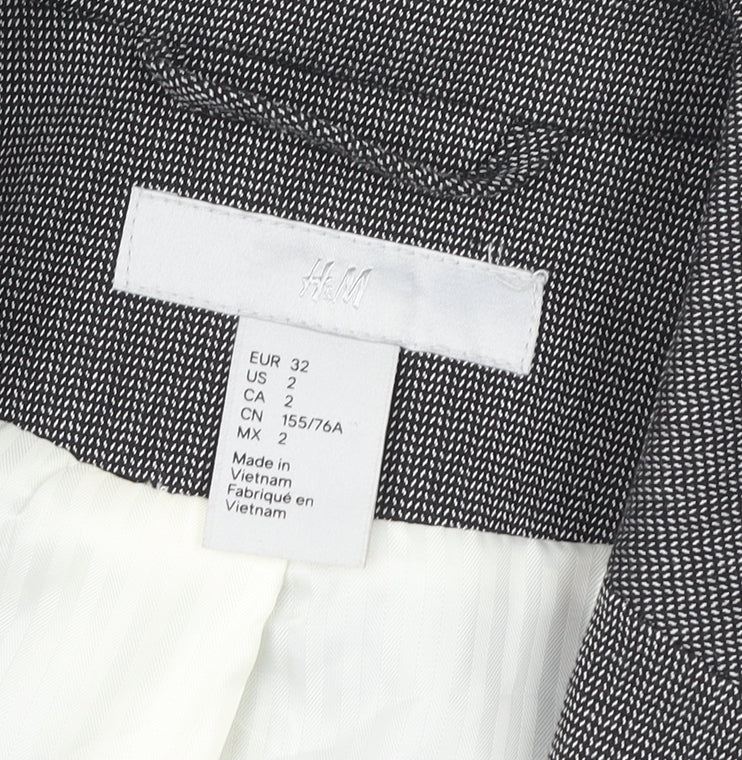 H&M Women Grey Tailored Single-Breasted Suit Jacket UK 4