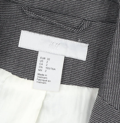 H&M Women Grey Tailored Single-Breasted Suit Jacket UK 4