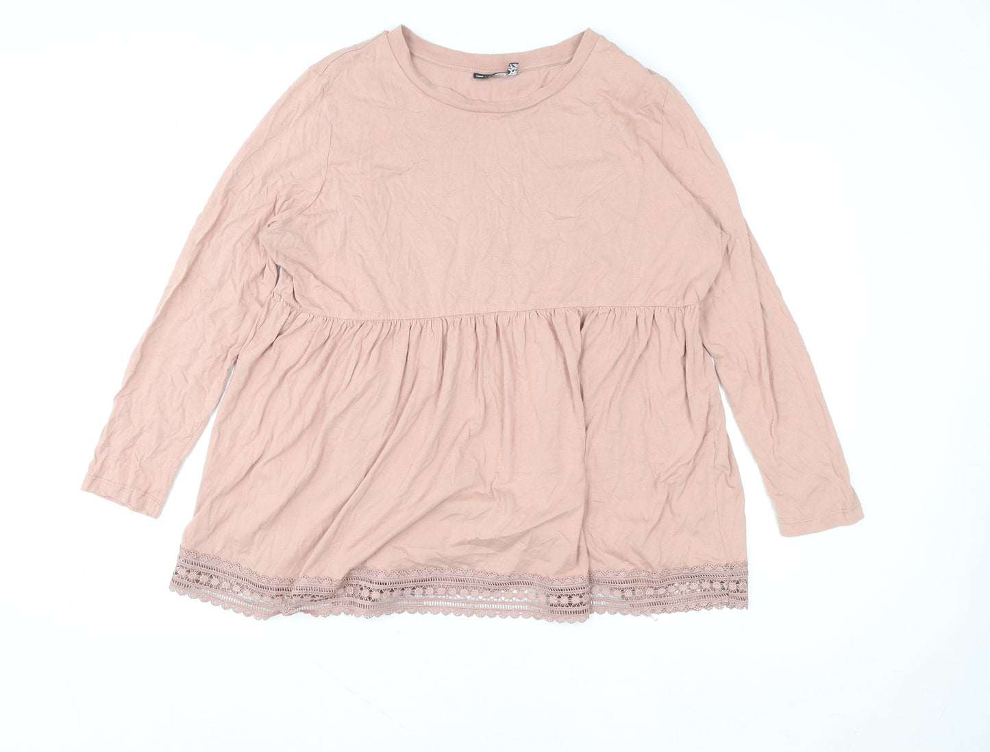 ASOS DESIGN Women Pink Long Sleeve Lace Trim Maternity Tunic Top Size 18