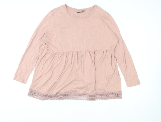 ASOS DESIGN Women Pink Long Sleeve Lace Trim Maternity Tunic Top Size 18