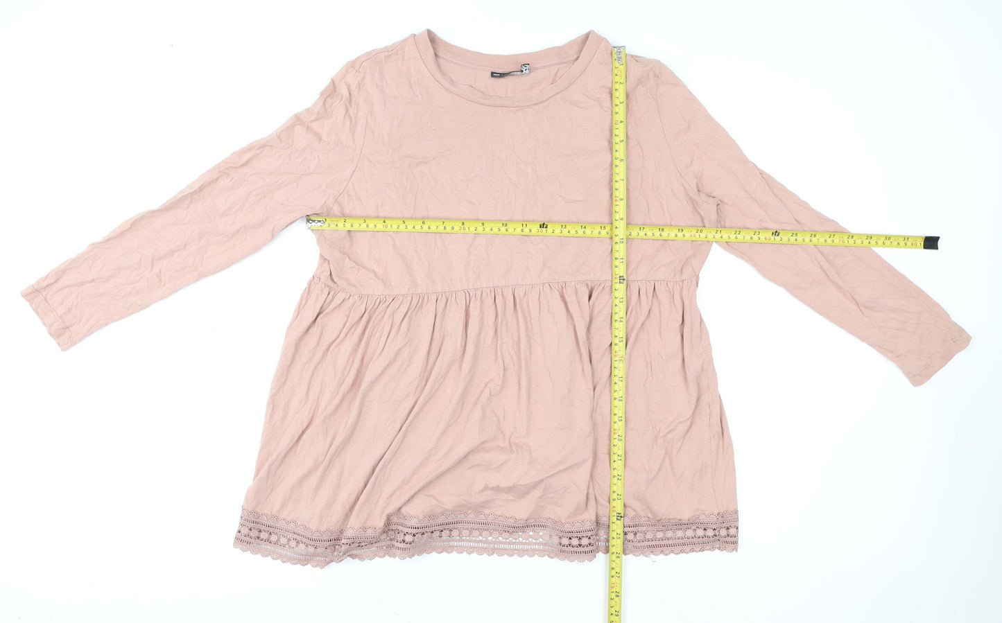 ASOS DESIGN Women Pink Long Sleeve Lace Trim Maternity Tunic Top Size 18