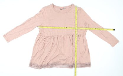 ASOS DESIGN Women Pink Long Sleeve Lace Trim Maternity Tunic Top Size 18