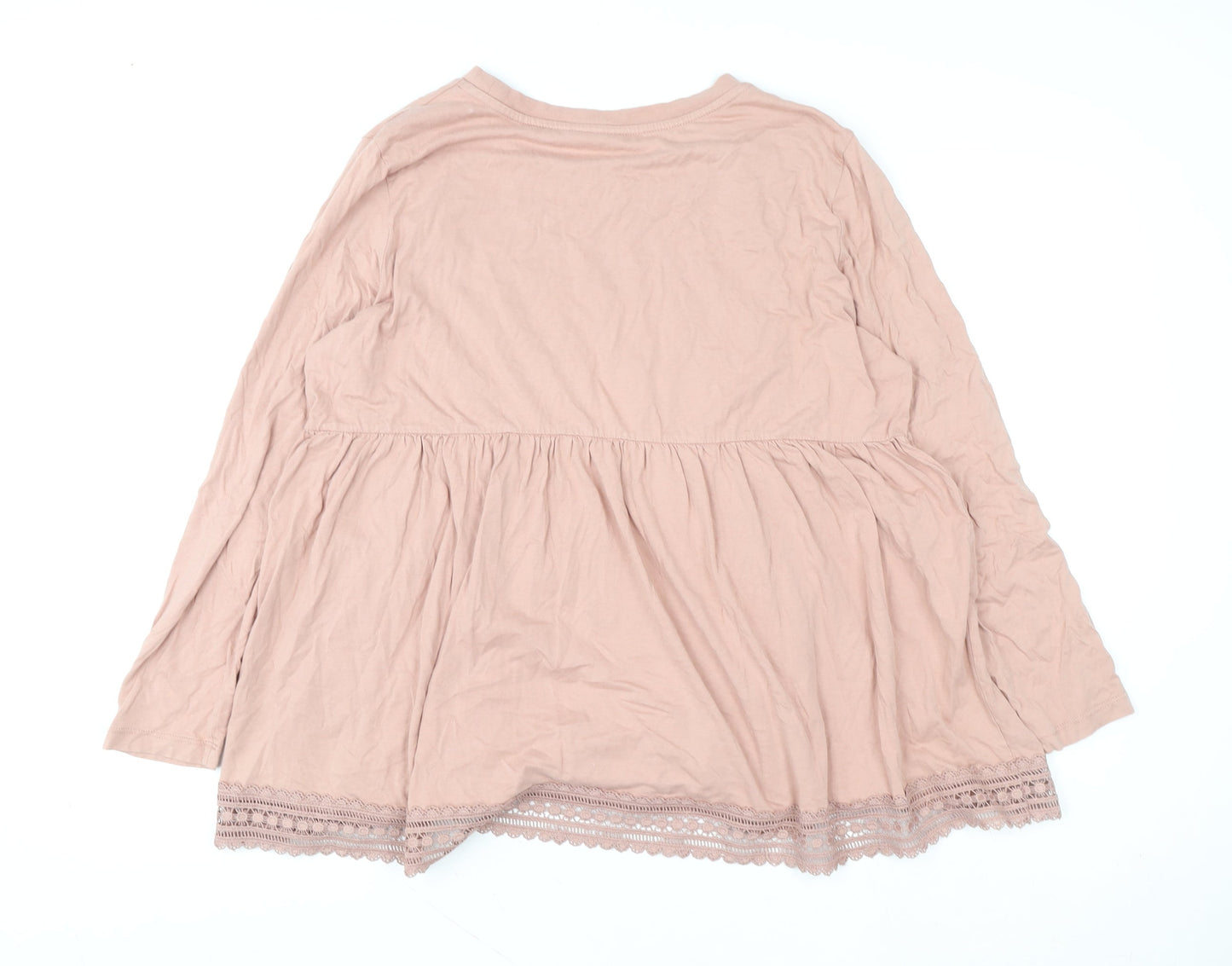 ASOS DESIGN Women Pink Long Sleeve Lace Trim Maternity Tunic Top Size 18
