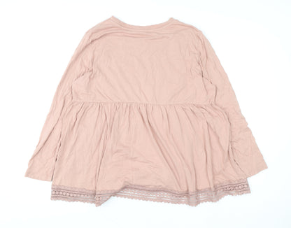 ASOS DESIGN Women Pink Long Sleeve Lace Trim Maternity Tunic Top Size 18