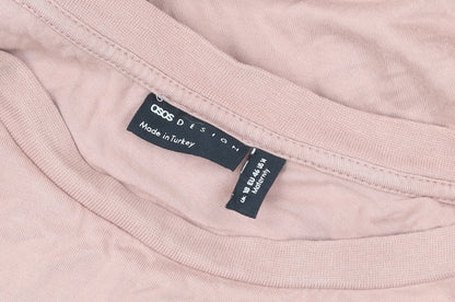 ASOS DESIGN Women Pink Long Sleeve Lace Trim Maternity Tunic Top Size 18