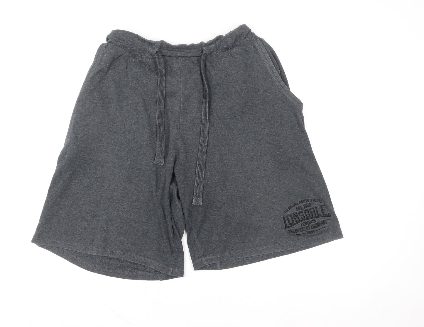 Lonsdale Men’s Grey Athletic Shorts L Elastic Waist Gym Wear