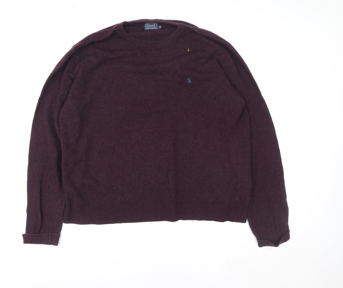 Joules Men's Purple Wool Blend Crew Neck Jumper XXL Classic Fit