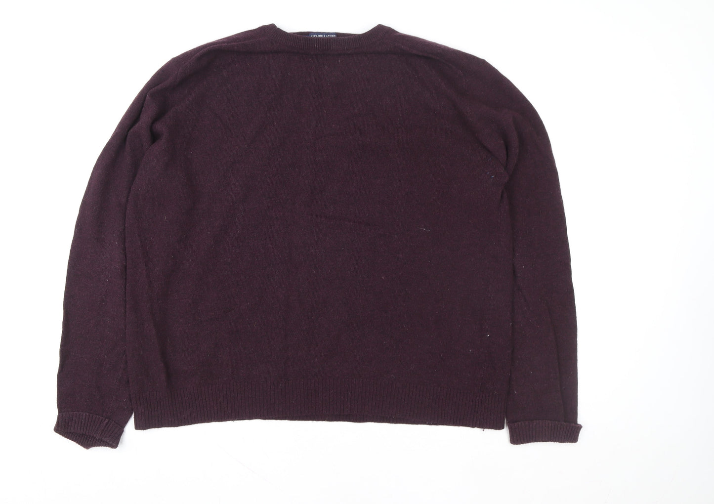Joules Men's Purple Wool Blend Crew Neck Jumper XXL Classic Fit